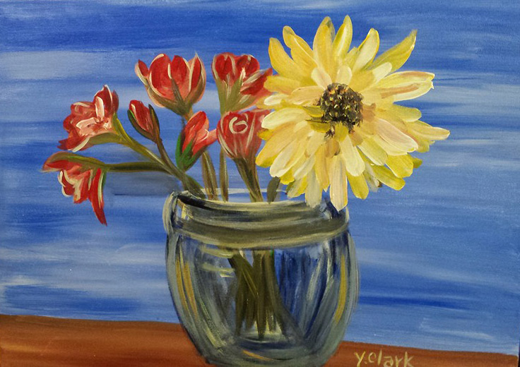 may brush painting party vase of flowers