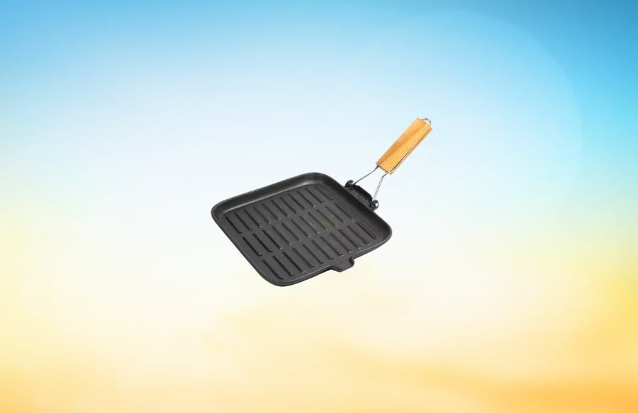 cast iron griddle with folding handle