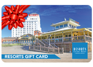 resorts gift card with a red bow 