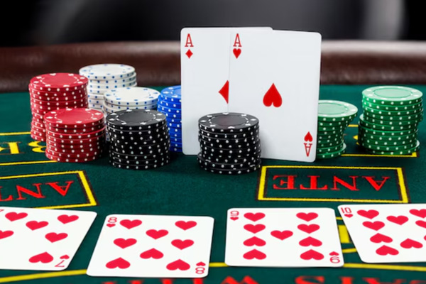 table games four card poker aces hearts