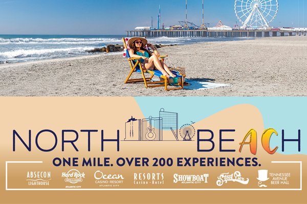 northbeach atlantic city logo with events on the boardwalk and beach in ac