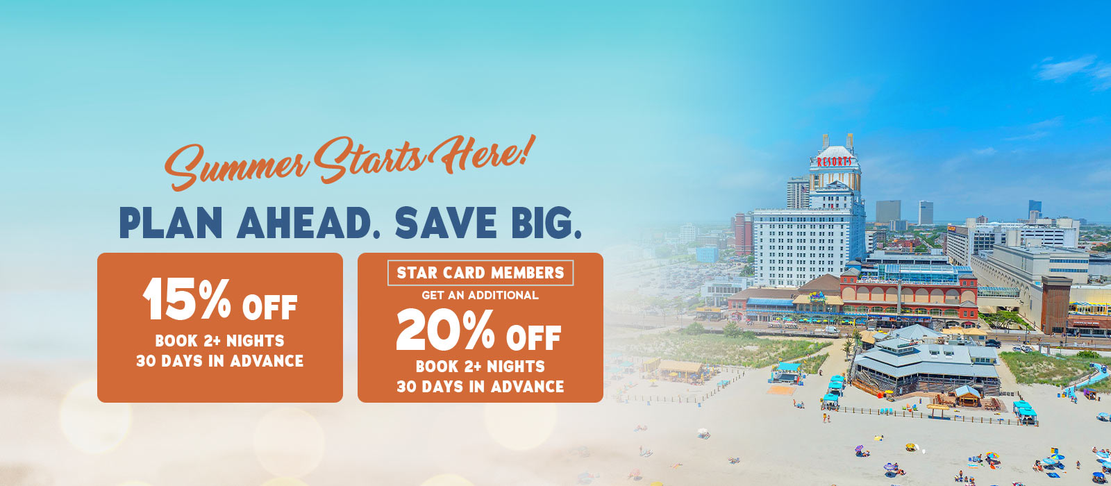 Early Bird Atlantic City Room Packages and Offers for summer hotel rooms